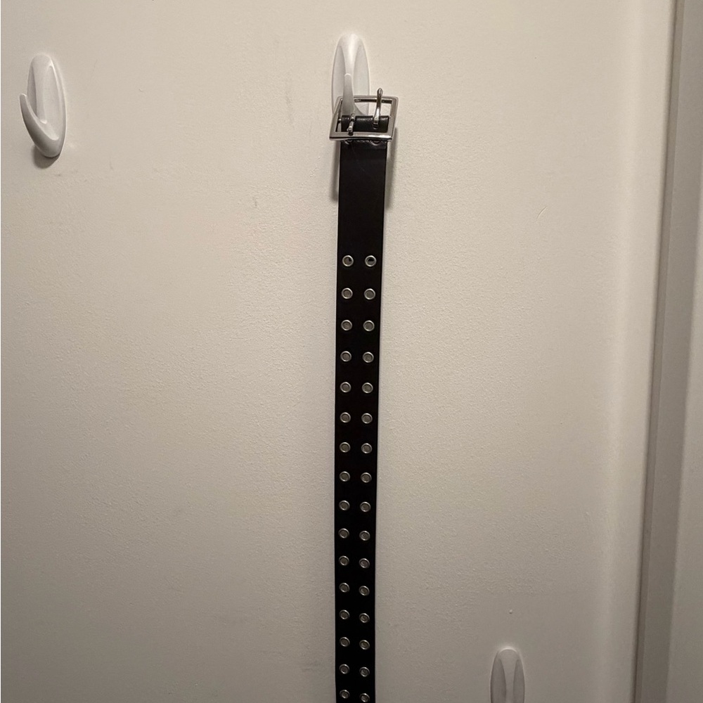 Urban Outfitters Black Belt with Silver Buckle